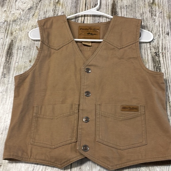 Powder River Outfitters Women’s Khaki Canvas Snap Western Vest Size: L - Picture 2 of 7